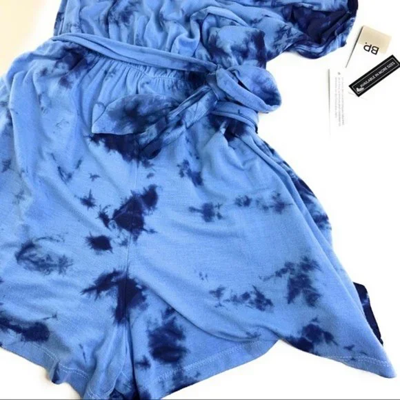 NWT BP Tiedye Belted Romper in Blue - Picture 6 of 7